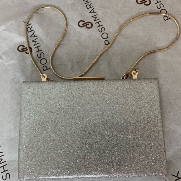 Kate Spade Small Silver Glitter Box Clutch Bag Valentine’s Day Formal Wedding. - Picture 7 of 9